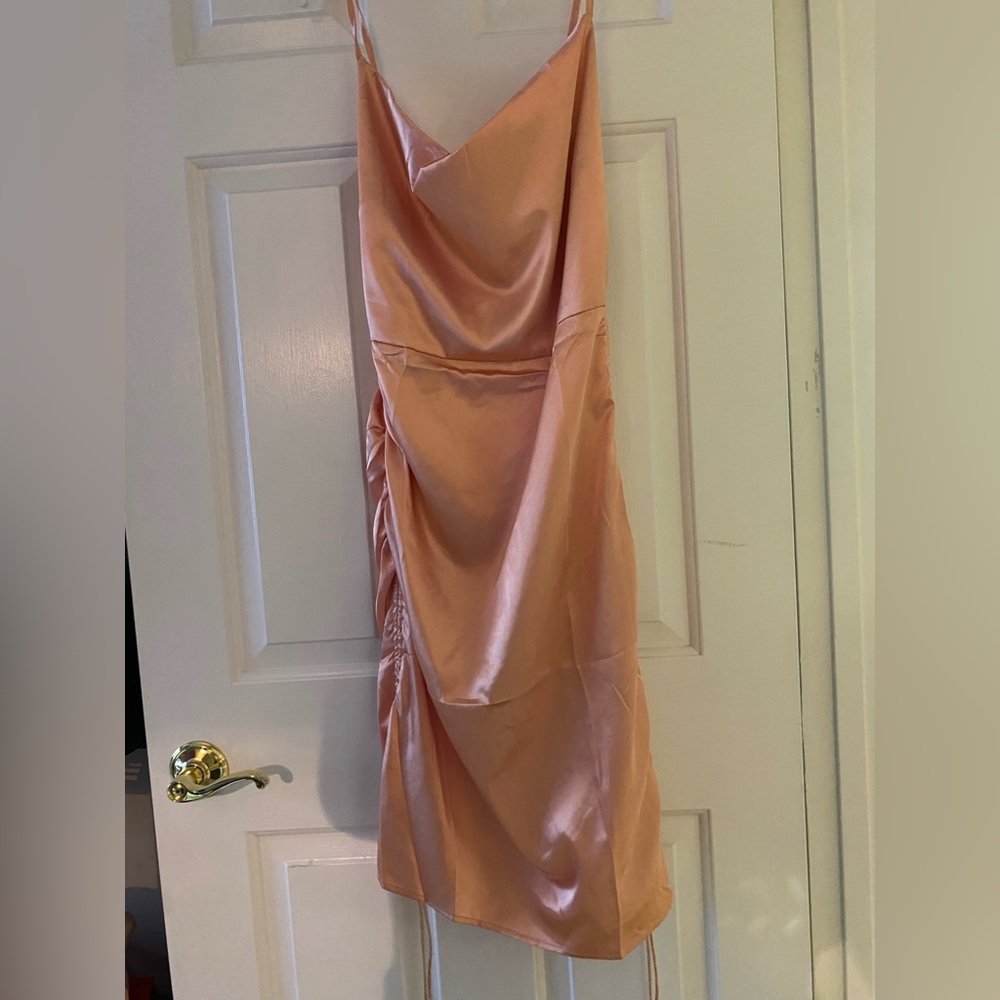 Orange silk shein dress